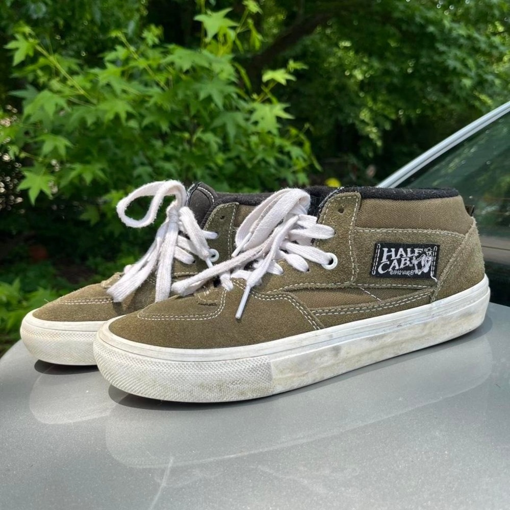 Green and black Vans Half Cab skateboarding trainers
